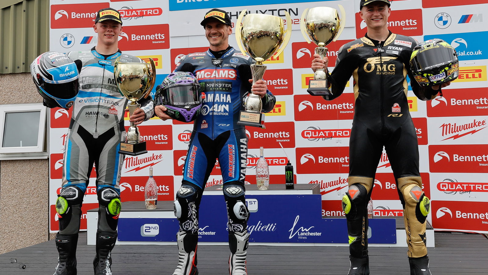 Thruxton, 2023, O'halloran , Podium, Race one, BSB, British Superbikes, Vickers, Nesbitt